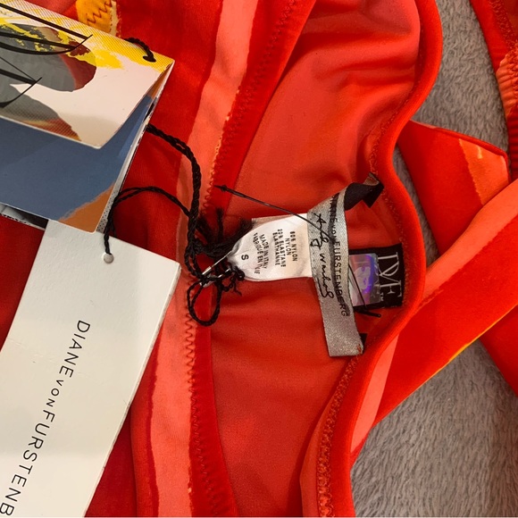 NWT Diane Von Furstenberg Andy Warhol Orange Stripe RIng Bikini Size S - Picture 3 of 6